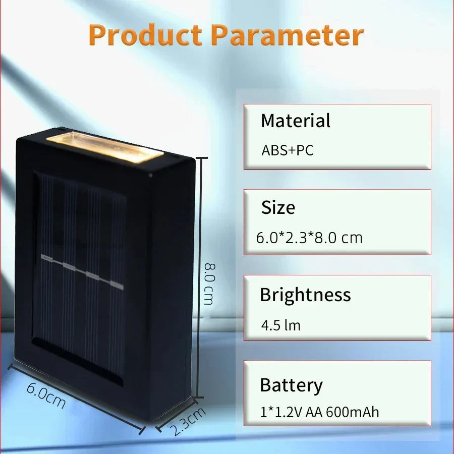 Waterproof LED Solar Wall Lamp: Up and Down Lighting for Balcony, Garden, Street and Landscape