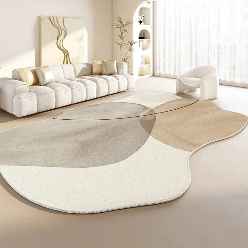 Japanese-Style Plush Area Rug with Irregular Shape and Non-Slip Backing
