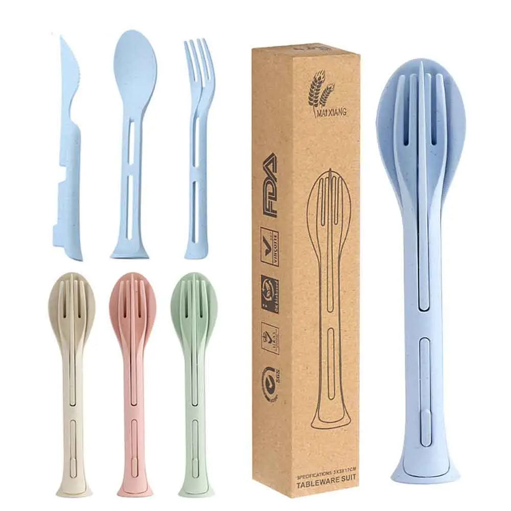 EcoTrek Travel Cutlery | Sustainable & Reusable | With Case | Wheat Straw BPA-free