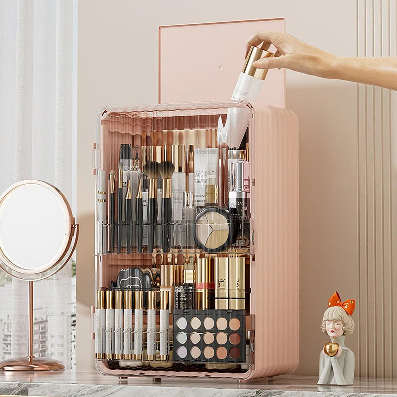 Luxo Luxury Makeup Storage Box – Dust-Proof Cosmetic Organiser with Magnetic Door