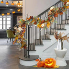 AutumnPumpkin Autumn Wreath with Maple Leaves and Pumpkins – Front Door Decoration