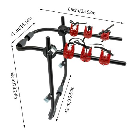Trunk-Mounted 3-Bike Carrier Rack with Fixed Straps for Kids and Lightweight Bikes