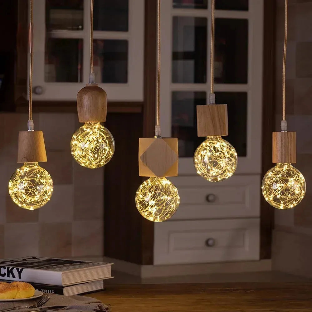 Handcrafted wooden pendant lamp with a naturally warm aura and timeless charm