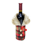 Christmas bottle cover with fur collar – festive cover for wine bottles, gnome decoration for Christmas, perfect as gift wrapping