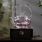 Floral Lid Design Tea Infuser Glass Teapot