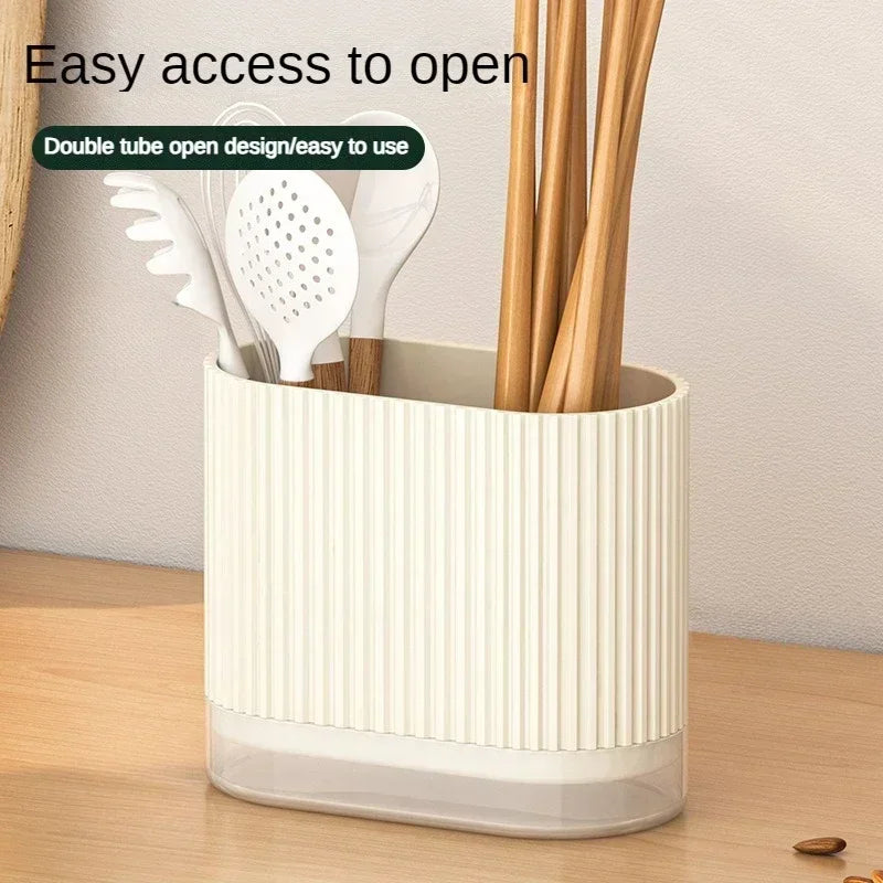 Cutlery Organizer Duo | Wall-Mountable Cutlery Holder | No Drilling | Draining Function | 16.5 × 8.5 × 12.5 cm