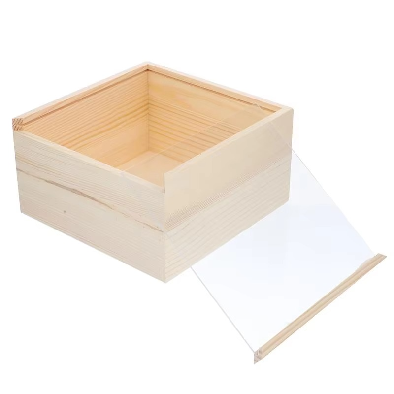 Rustic Unfinished Wooden Storage Box with Sliding Lid – Jewelry, Keepsake, and Gift Chest