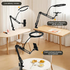 LumiFlex LED ring light with flexible arm & phone holder | 3 light colors & USB connection | Perfect for livestream, video & selfie