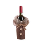 Christmas bottle cover with fur collar – festive cover for wine bottles, gnome decoration for Christmas, perfect as gift wrapping