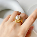 18k Classy Statement Dual Disc Pearl Ring