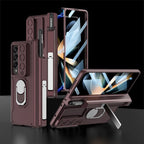 Luxury Case with S Pen Holder and Hinge Screen Protection Ring Stand Case for Samsung Galaxy Z Fold 5 Z Fold 4