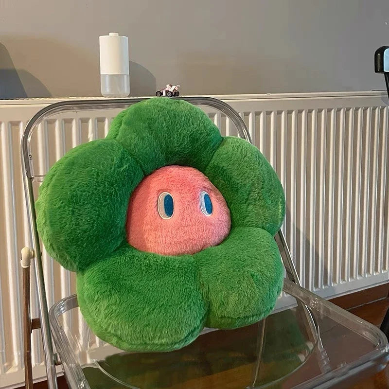Fluffy Flower Cushion with Eyes