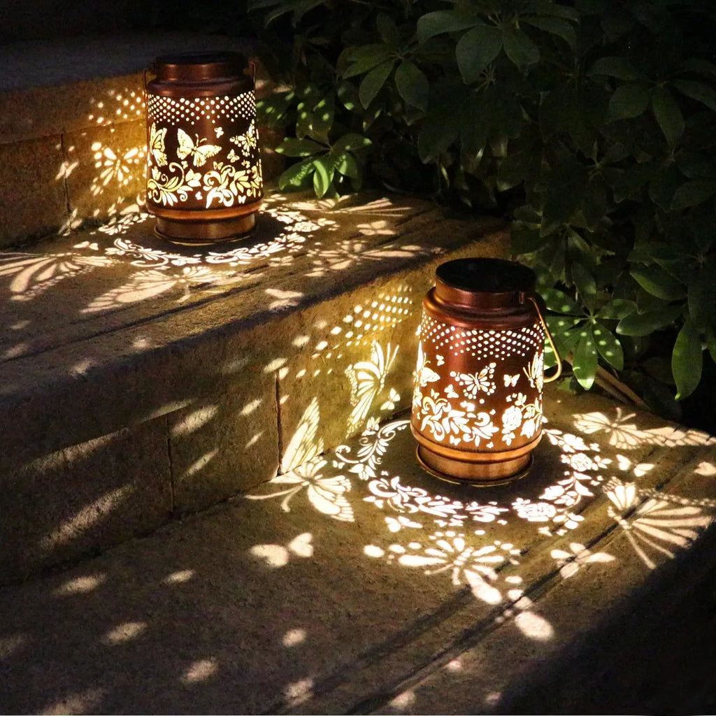 Luminara SolFlair Solar Lantern | Retro Design with Butterfly Motif | IP65 Waterproof | Warm Light for Garden & Balcony