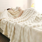 Veloura Cozy Blanket | Cozy Blanket Flannel | Rabbit Fur Look | Soft & Skin Friendly | For Sofa, Bed & Travel