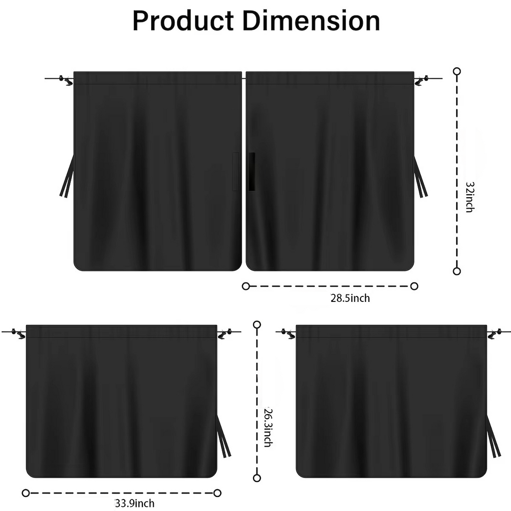 4-Piece Car Window Privacy Curtain Set with Rear Divider and Storage Bag