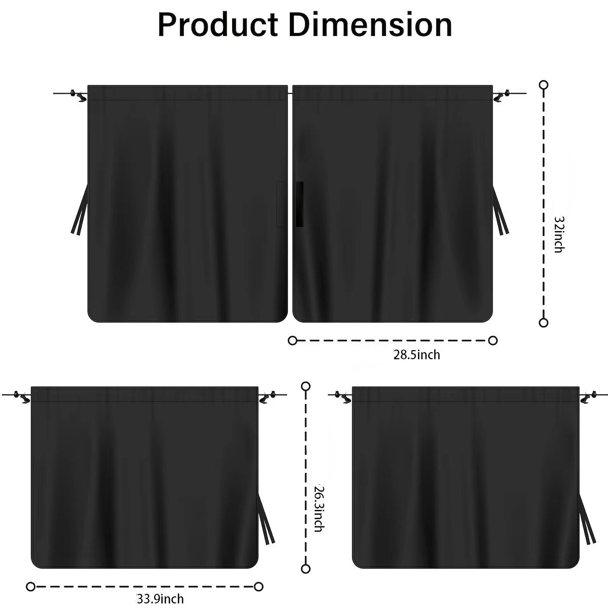 4-Piece Car Window Privacy Curtain Set with Rear Divider and Storage Bag