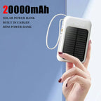 PowerVolt Max 20K | Solar-powered power bank | 4 charging cables integrated | LED flashlight