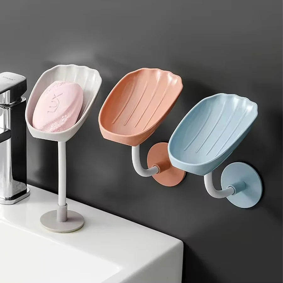 DryLoft Soap Holder | Double Chamber with Drain & Lid | Wall Mount without Drilling | Dust Protection & Space Saving