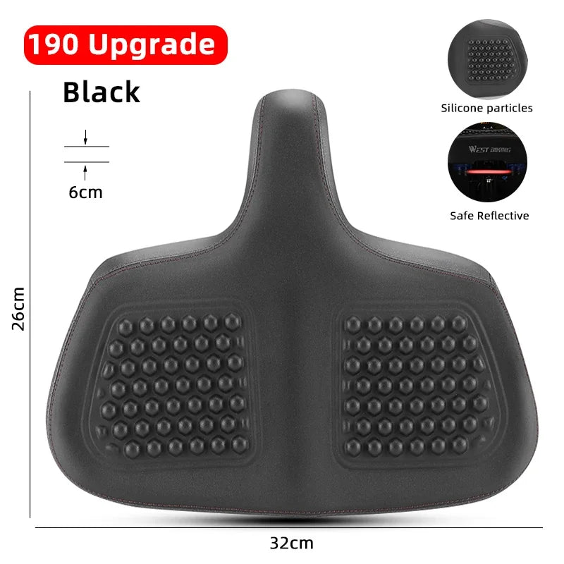 Wide Ergonomic Bike Saddle – Comfortable Saddle with Shock Absorption for City and Mountain Bikes