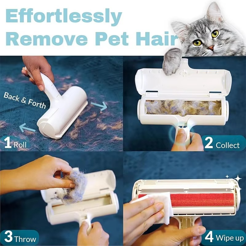 Reusable Pet Hair Removal Mitt and Self-Cleaning Roller Set for Furniture, Couch, and Carpet