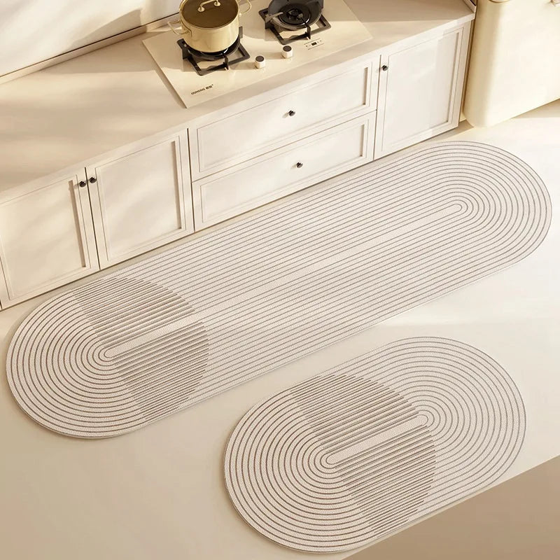Kitchen & Bath Mat AquaStone | Diatomite & Velvet Look | Super Absorbent & Non-Slip | Washable & Durable