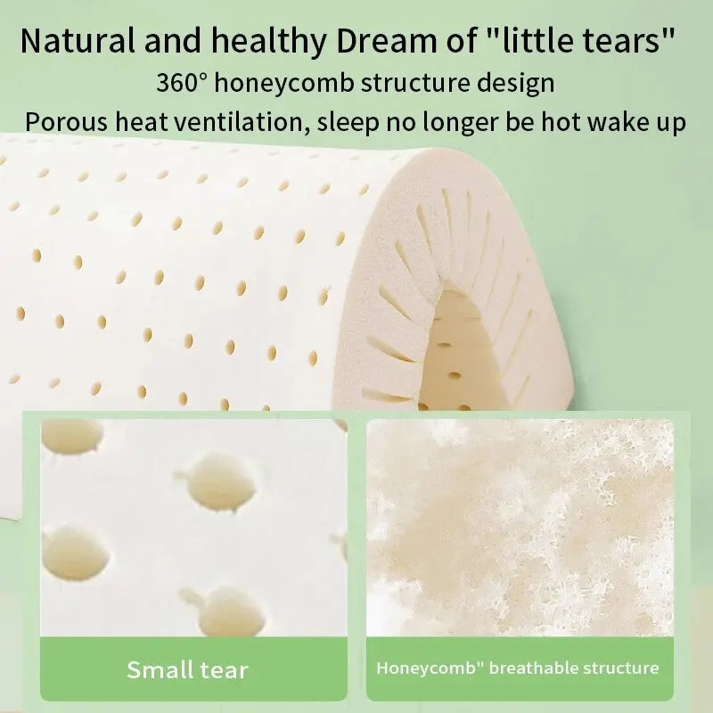 Hypoallergenic natural latex breathable ergonomic pillow
