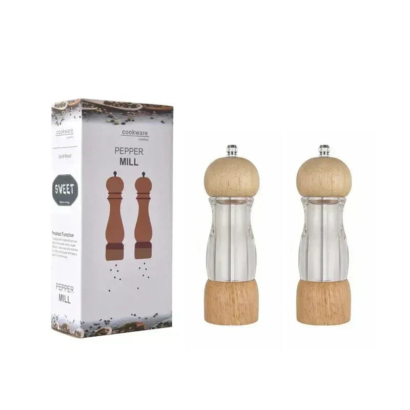 Pepper mill and salt mill set made of wood and glass – Stylish spice mills for the kitchen