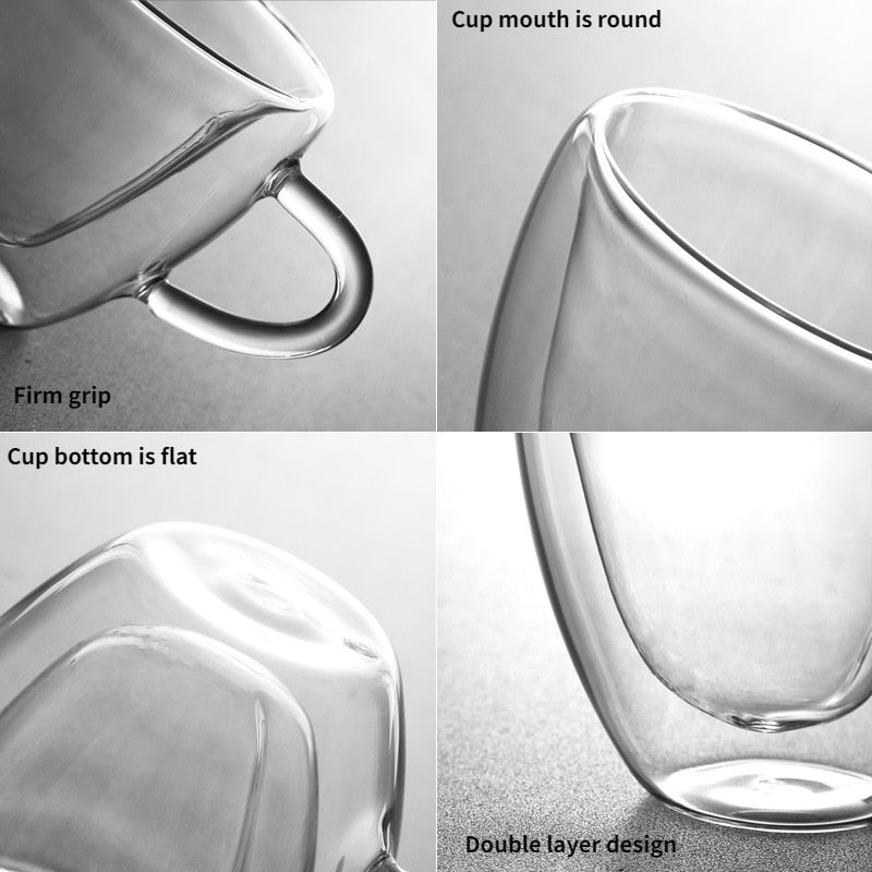 Heart Love Shape Glass Mug Double-Walled Coffee Cups Insulated Tea Milk Lemon Juice Water Cup Heat-Resistant Drinkware Lover Gift