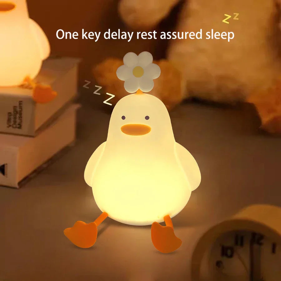 Cute Flower Duck Phone Holder Night Lamp