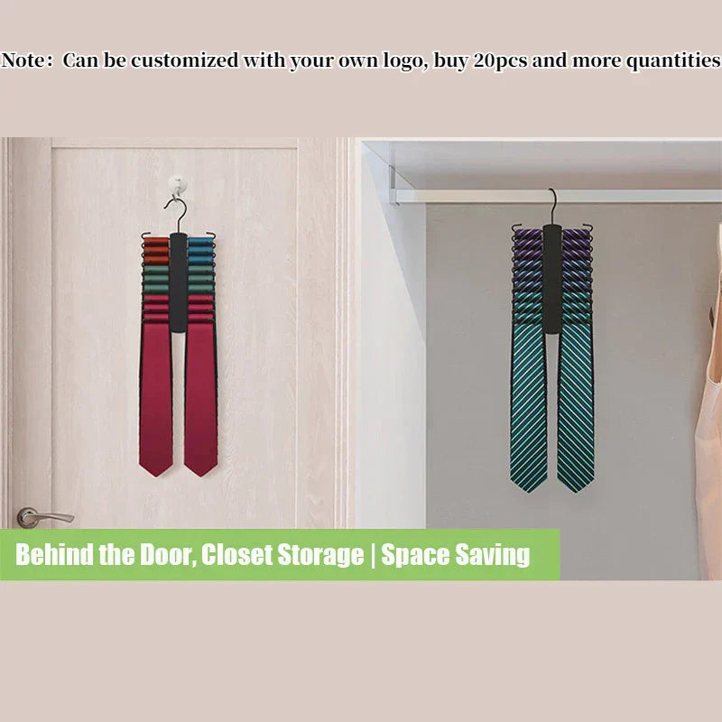 OrganizePro Holzico | Tie & Belt Holder | 20 Rotatable Hooks | For the Style-Conscious
