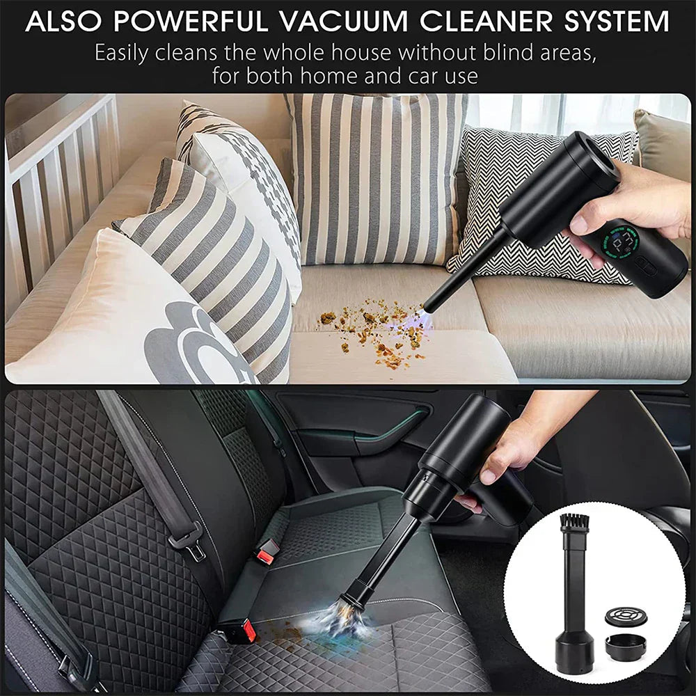 2-in-1 Portable Vacuum Cleaner and Blower with Compressed Air and LED Light (7500mAh)