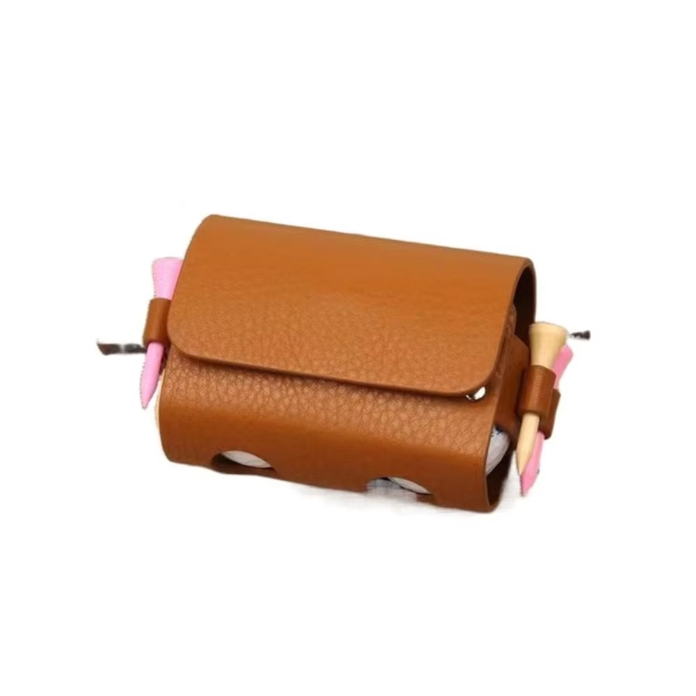 PU Leather Golf Ball Waist Pouch Outdoor Storage Case with Clip