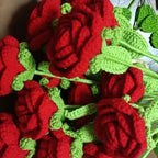 Hand-knitted rose bouquet
