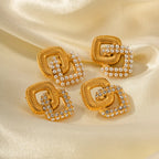 18k Textured Dual Squircle Earrings