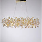 Long Crystal Pendant Chandelier | Nordic LED Island Light with Remote Control (G9)