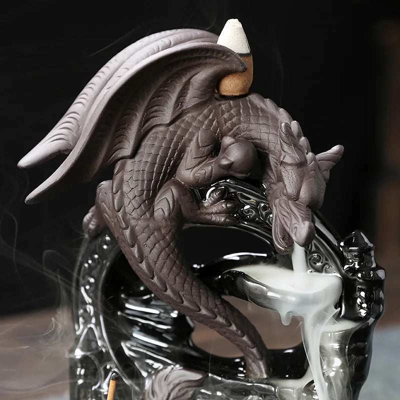 Dracarys Ceramic Incense Holder | Backflow Design with Dragon | Vintage Decor | For Meditation & Aromatherapy