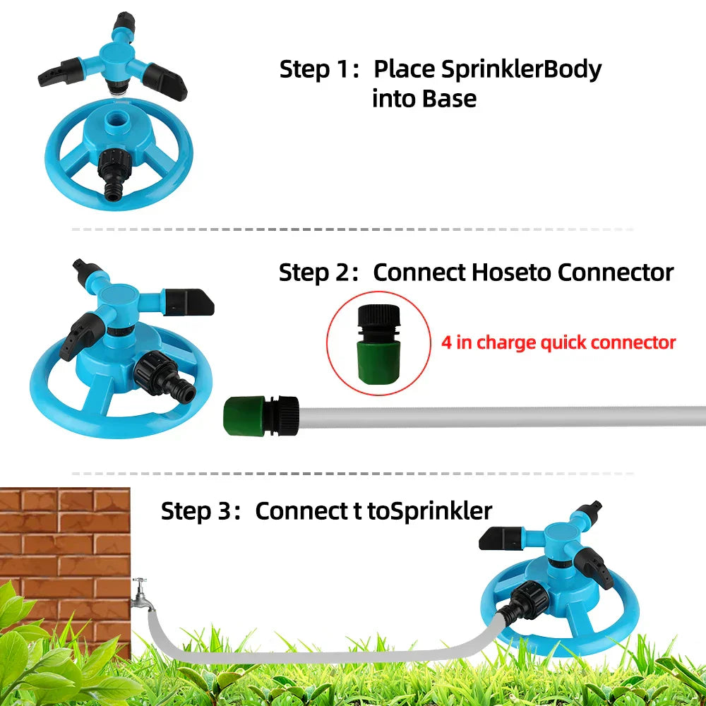 RainTiva Sprinkler | 360° Rotation | Water-saving & Durable | For Garden & Lawn Care