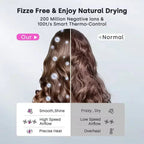 Ion Hair Dryer | 200 Million Negative Ions | Intelligent Temperature Control | 110,000 RPM