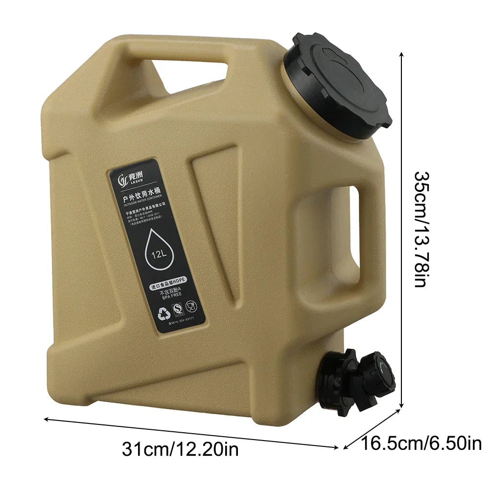 Portable 12L water container with tap – Sturdy canister for outdoor and camping