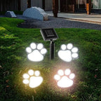 Solar lamp in paw print design – LED garden lighting in multicolor for outdoor use