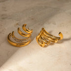 18k Quad Half Hoops Stud Earrings