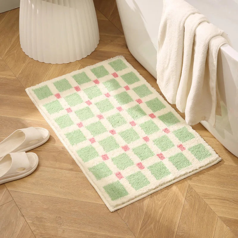 Long Tufting Grids Bathroom Mat
