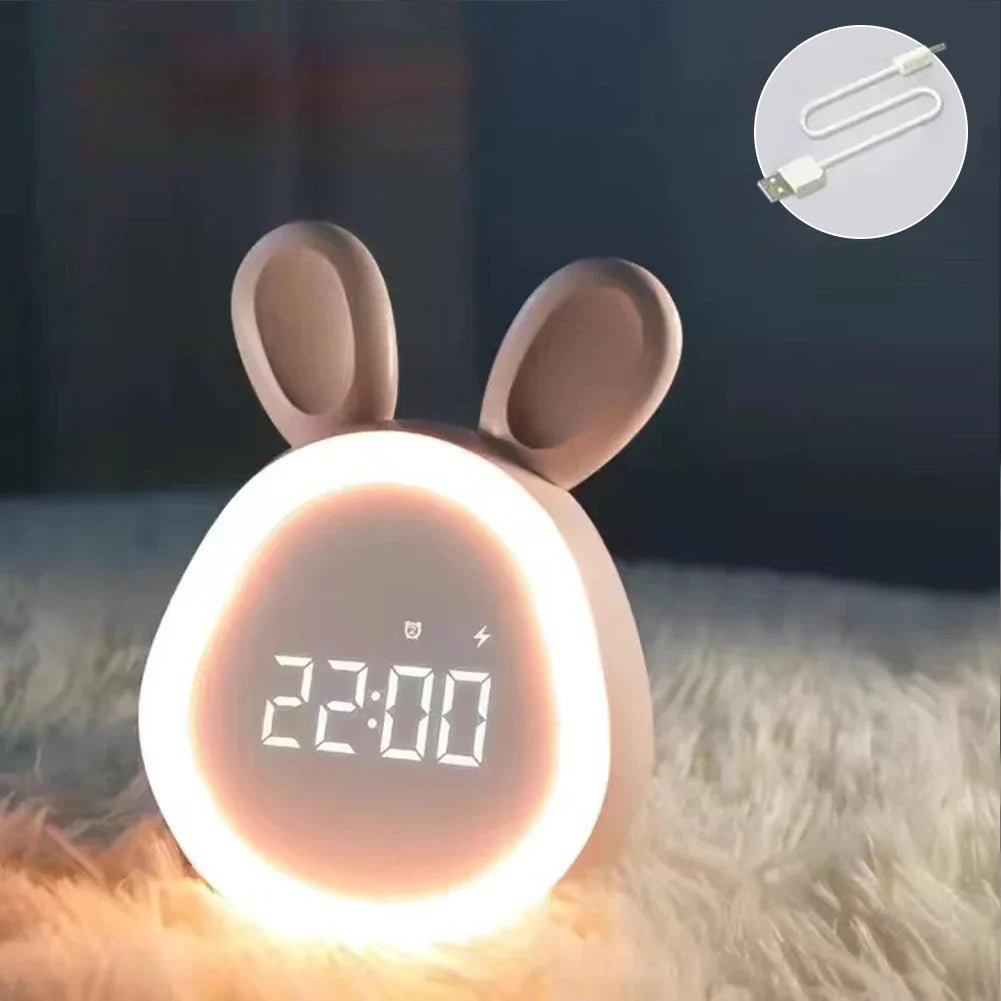 Children's Alarm Clock in Rabbit Shape with LED Night Light - BunniGlow