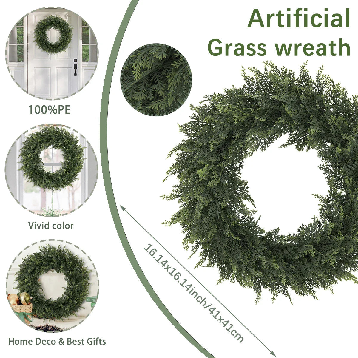 Verdania | Artificial Cedar Wreath | Evergreen | 30 cm Ø | Low Maintenance Decor for Home & Garden