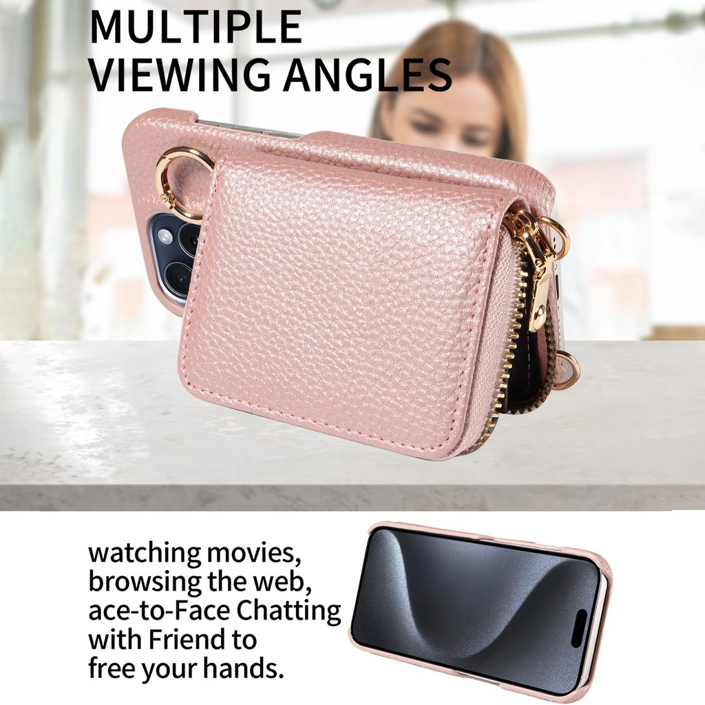 Premium Leather Multi-Function iPhone Case with Anti-Degaussing Protection