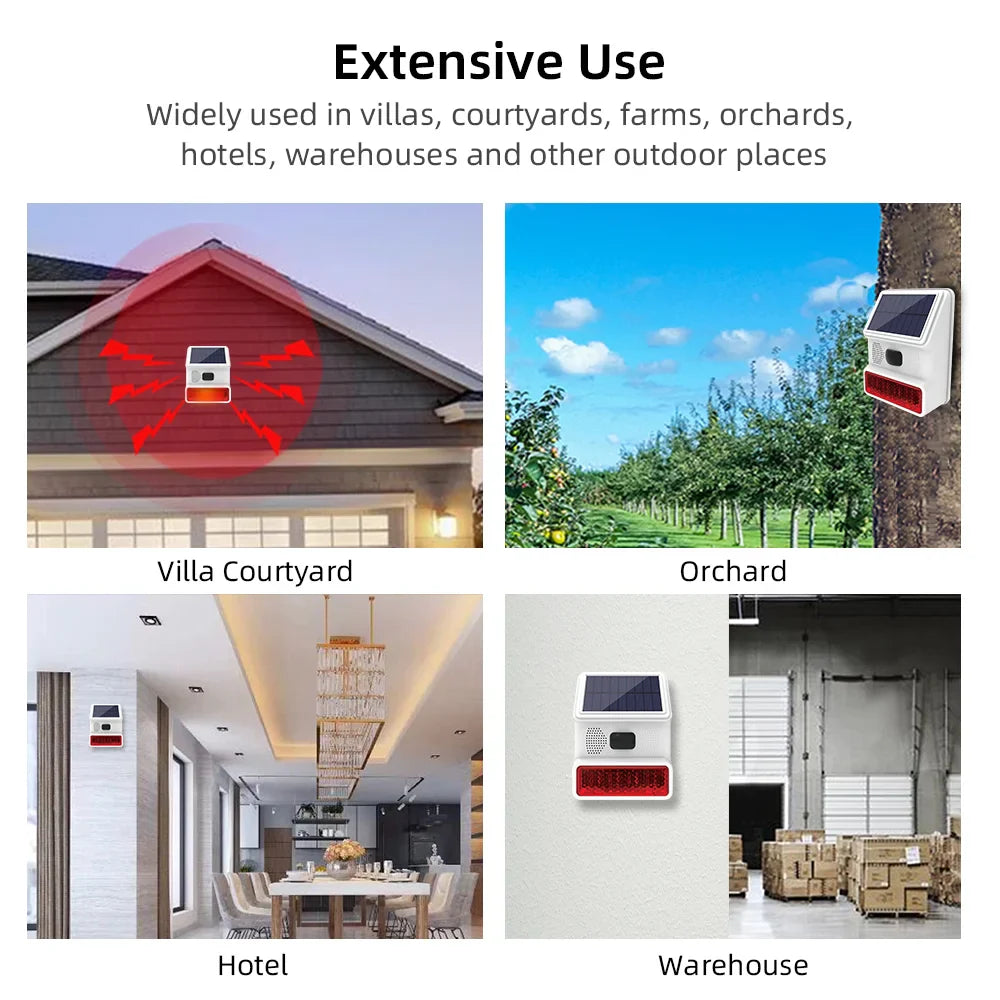 Solar-External Siren Securon 433S | 433 MHz Wireless Alarm Module with Light & Sound | For GSM/WiFi Alarm Systems | Solar Powered & Weatherproof