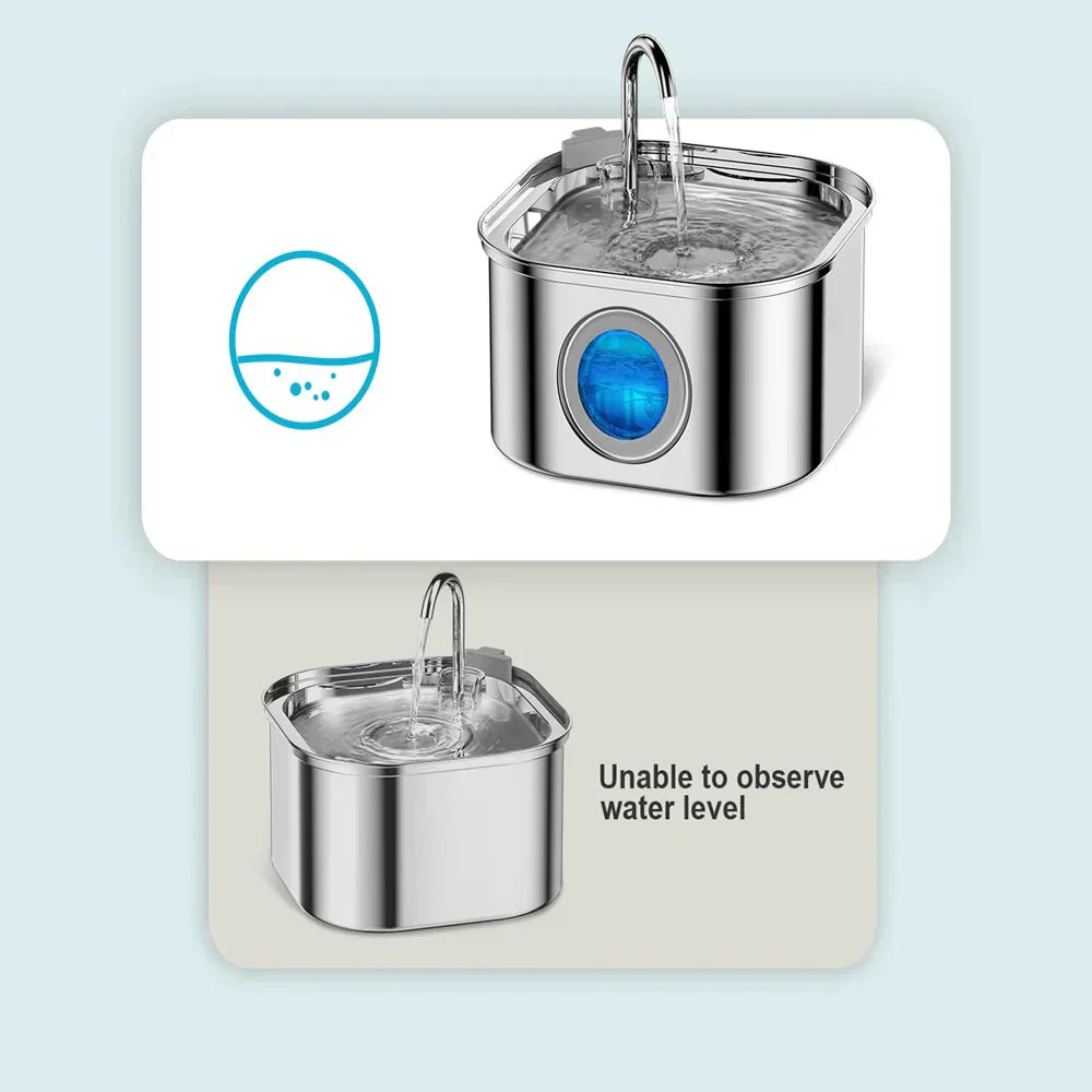 Felindra Cat Drinking Fountain Made of Stainless Steel | Flowing Water for Better Hydration | Quiet & Hygienic | 2.5 L Capacity