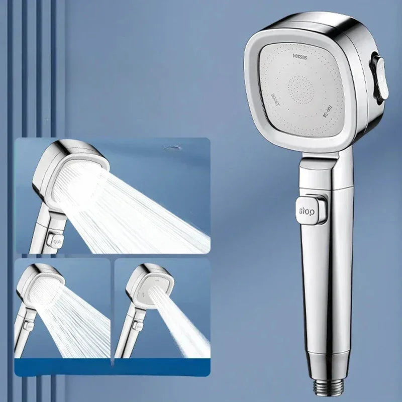 Jetiva Shower Head | 3 Spray Types | Pressure Boosting & Water Saving | Silver Design