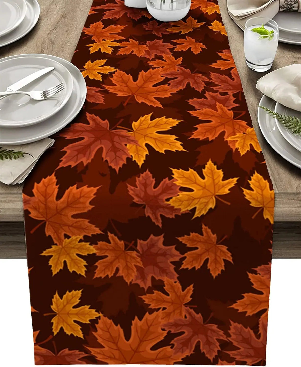 Autumna LeafRunner Table Runner Linen | Maple Leaf Autumn Decor | Washable & Durable | 150–200 × 33 cm