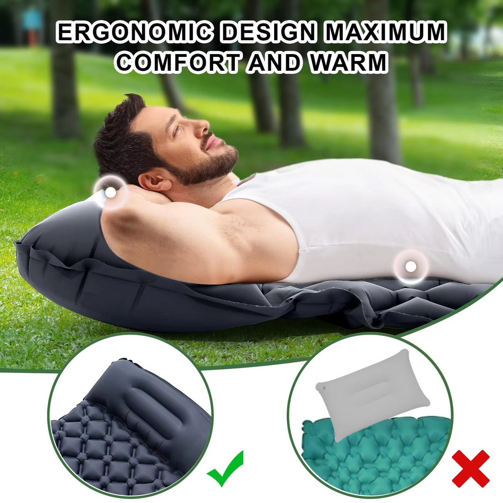 Ultra-Comfort Inflatable Camping Mattress with Integrated Pillow and Pump